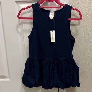 Anthropologie Navy Peplum Blouse